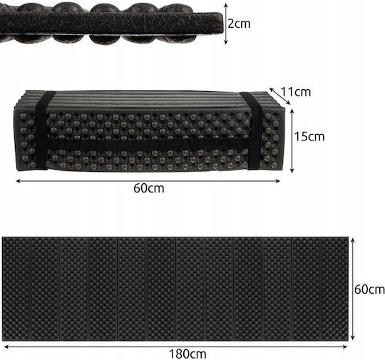 Spumant Single Substrat Camping 180x60cm Grosime 1cm în culoarea Negru