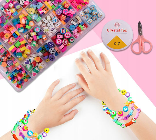 Schmuckperlen-Set Idealstore Enthält 480 Bunte Elemente in Verschiedenen Formen Transparenter Faden Hakenclips Schmuck Ohrringe Aufbewahrungsbox Fördert Manuelle Fähigkeiten