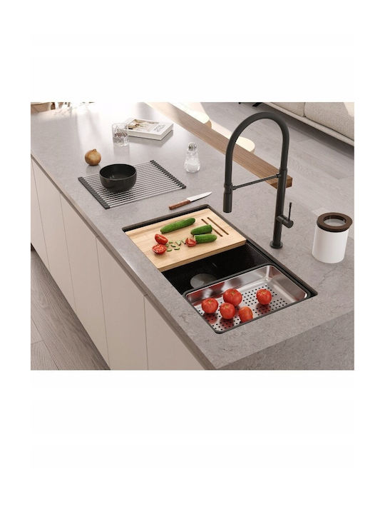 GraniteQ Unterbau Spüle Inox B76xT45cm Braun
