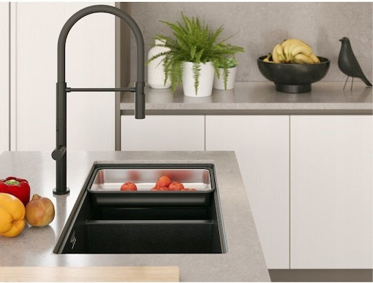 GraniteQ Sub masă Chiuvetă Inox L76xW45cm Maro
