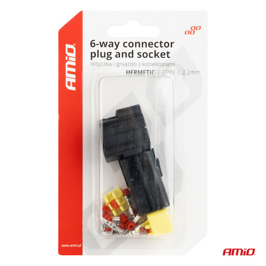 Waterproof Electrical Connector Set 6 Pin 2.2mm Amio-04349