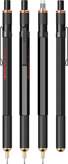 Rotring 800 Mechanical Pencil for Drawing Metallic 1pcs Black