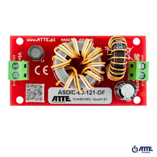 Atte Power Converter DC/DC Step-Down με Τάση Εισόδου 12V και Τάση Εξόδου 12V (ASDIC-60-121-OF)
