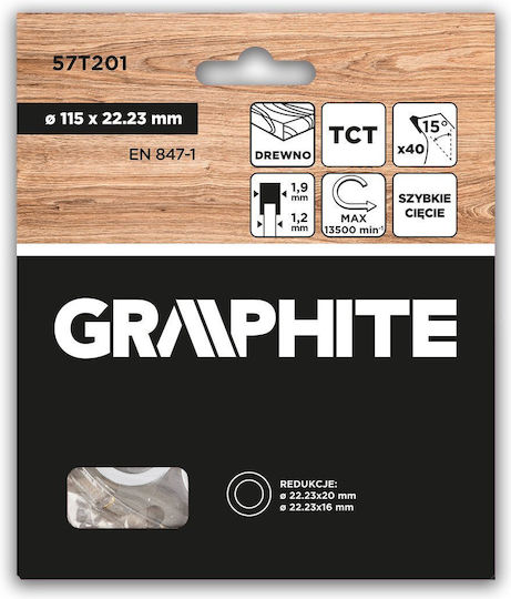 Graphite Καρβιδίου Δίσκος Κοπής με 40 Δόντια 115mm