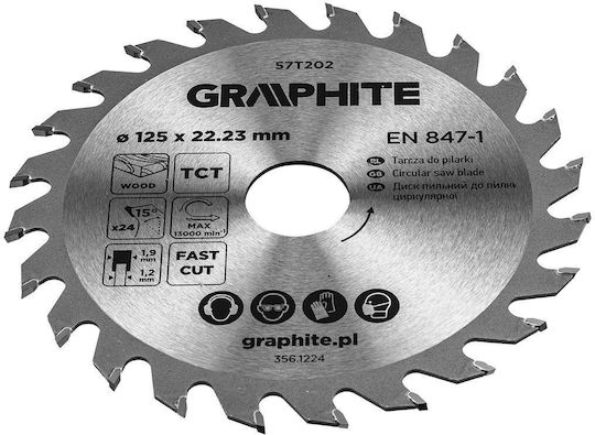 Graphite Καρβιδίου Δίσκος Κοπής με 24 Δόντια 125mm
