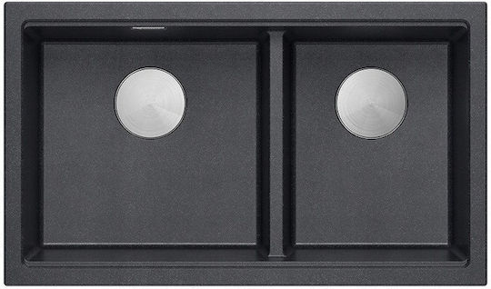GraniteQ Υποκαθήμενος Inox Μ76xΠ45cm Μαύρος