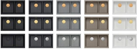GraniteQ Logan Unterbau Küchenspüle aus Flüssigem Granit M76xB45cm Schwarze