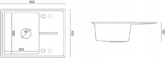 GraniteQ Drop-In Spüle Inox B60xT45cm Silber