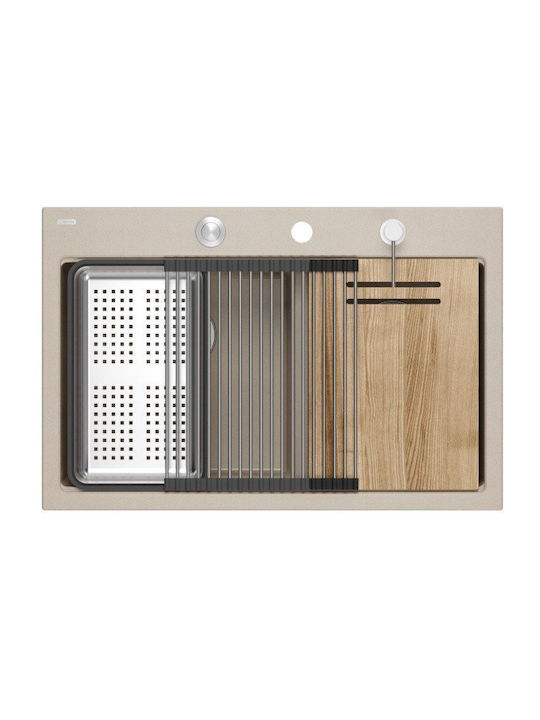 GraniteQ Drop-In Sink Synthetic Granite W76xD50cm Beige