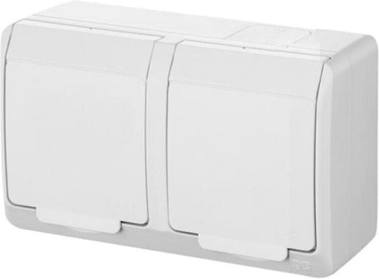 Elektro Plast Double Waterproof Power Socket White