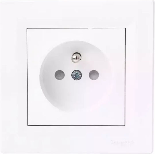 Schneider Electric Μονή Χωνευτή Πρίζα Ρεύματος Λευκή
