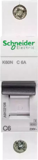 Schneider Electric Αυτόματη Ασφάλεια 6A Μονοπολική AC A9K02106