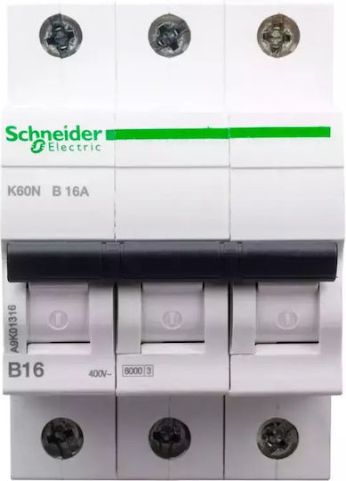Schneider Electric Automatic Circuit Breaker 16A Triple-pole AC A9K01316