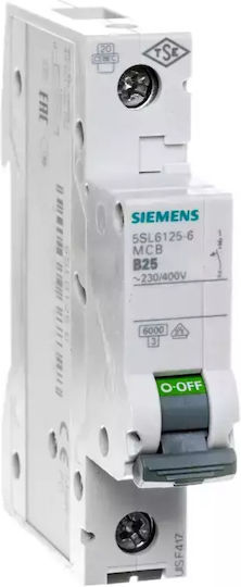 Siemens Automatischer Schutzschalter 25A Einpolig AC 5SL6125-6
