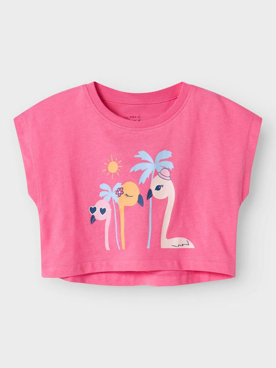 Παιδικό Crop Top Κοντομάνικο Flamingo Carmine Rose
