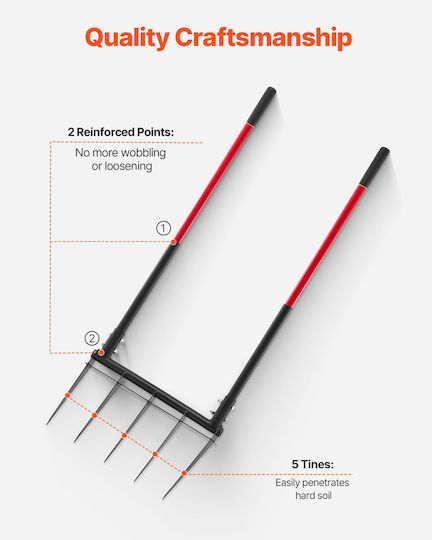 Vevor 5 Tines Broad Fork Garden Tool U-shaped Pitch Fork Gardening Spading