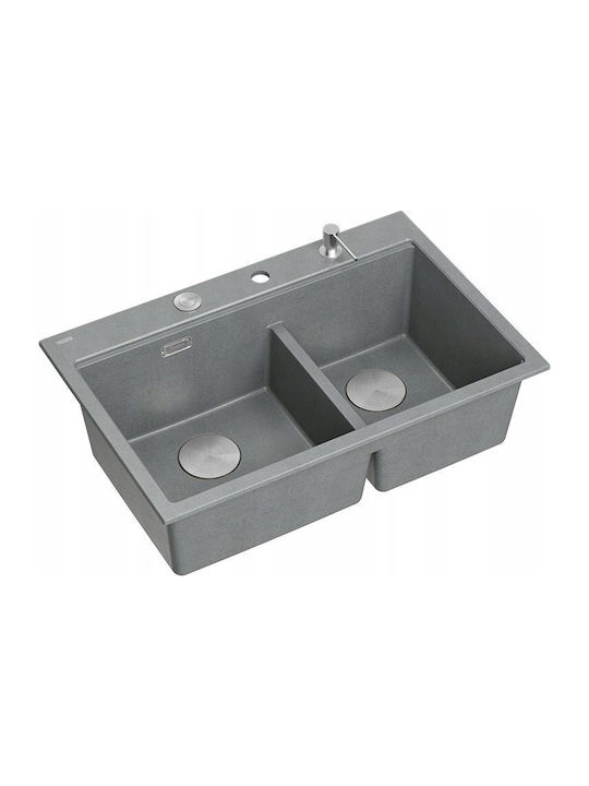 GraniteQ Drop-In Chiuvetă Inox L76xW50cm Argintiu