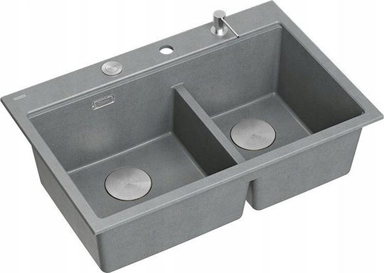GraniteQ Drop-In Chiuvetă Inox L76xW50cm Argintiu