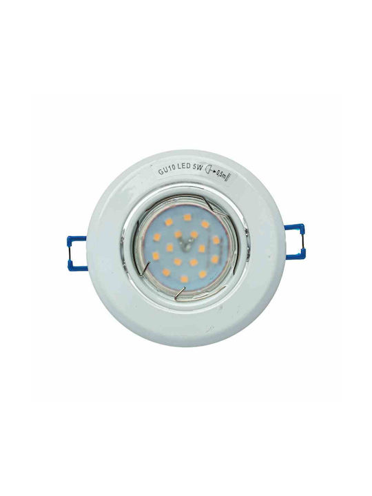 Eko Light Στρογγυλό Χωνευτό Σποτ με Ενσωματωμένο LED και Θερμό Λευκό Φως Λευκό 1τμχ