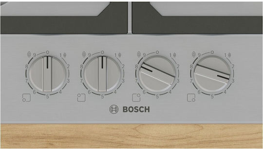 Bosch Serie 6 Natural Gas Cooktop Autonomous 60x52εκ. Silver