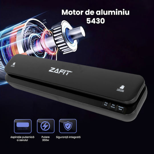 Aparat de Vidat Alimente Zafit Vid-360w, Bară de Etanșare 30 cm, 10 Pungi Incluse, Negru
