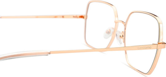 Lentiamo Leonie Women's Metal Blue Light Blocking Glasses Butterfly Rose Gold