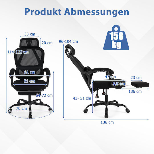 Costway Stuhl Büro mit Armen Schwarz