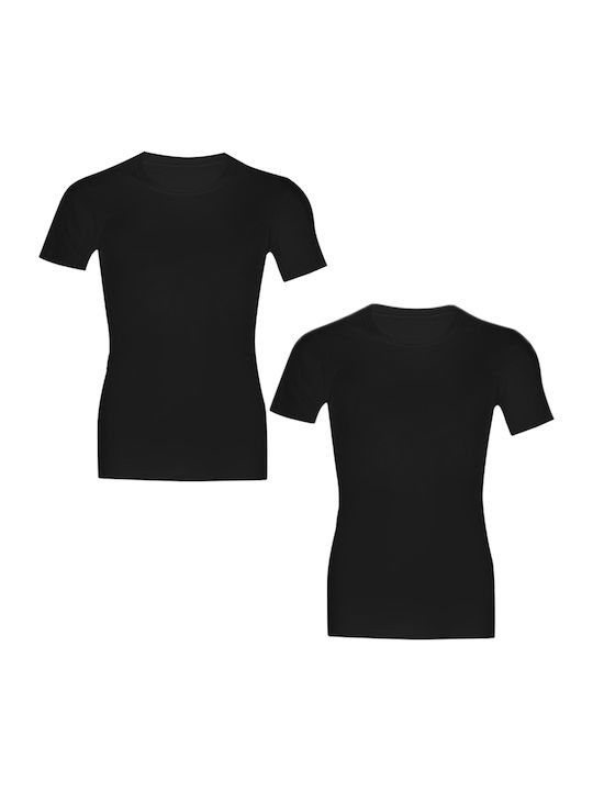 90-17002 Men's Undershirts Short-sleeved in Black Color 2Pack