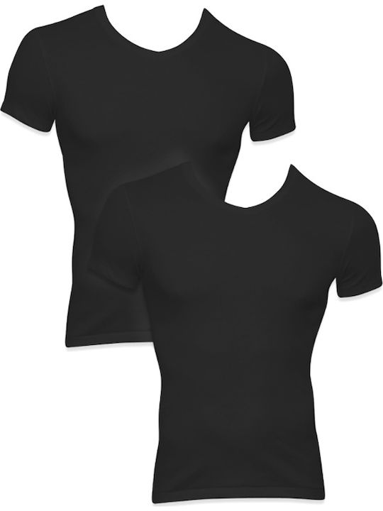 Men's Undershirts Short-sleeved in Black Color 2Pack