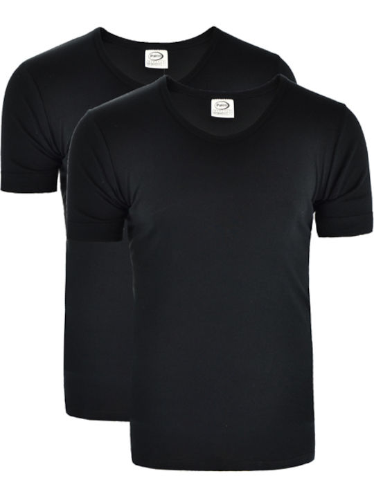 6/624 Men's Undershirts Short-sleeved in Black Color 2Pack