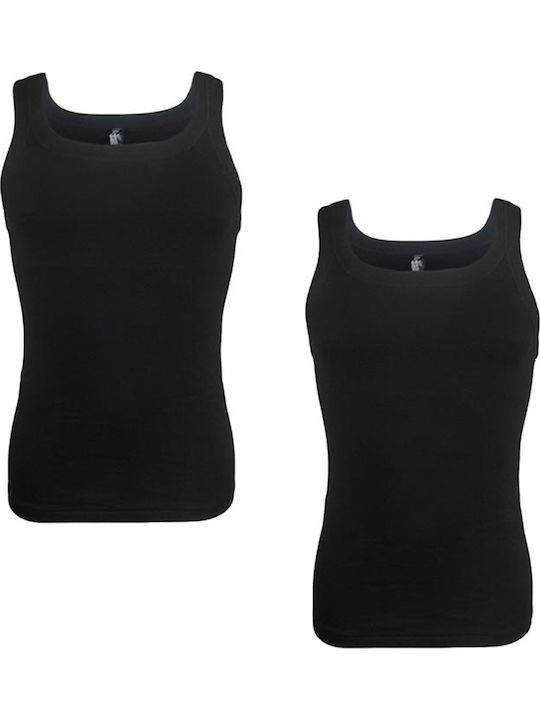 Men's Undershirts Sleeveless in Black Color 2Pack