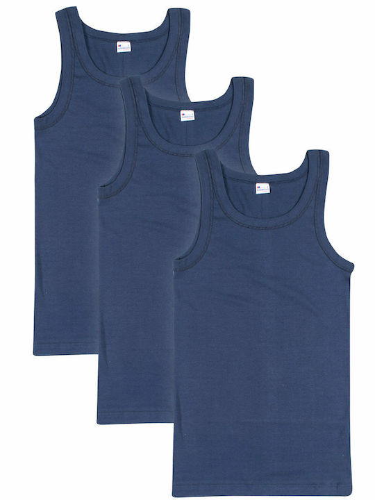 Ανδρικές Φανέλες Αμάνικες σε Μπλε Χρώμα 3Pack