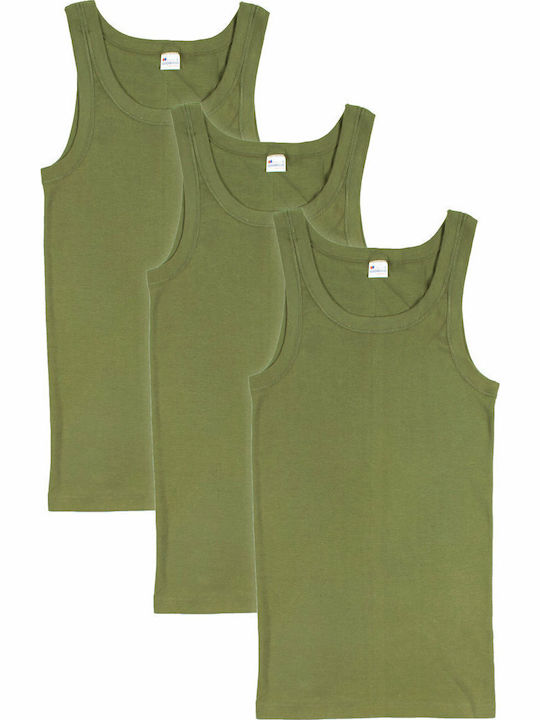 Ανδρικές Φανέλες Αμάνικες Λαδί 3Pack
