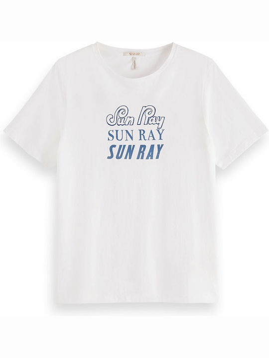 Scotch & Soda Grfaphic Organic Cotton T-shirt Λευκο