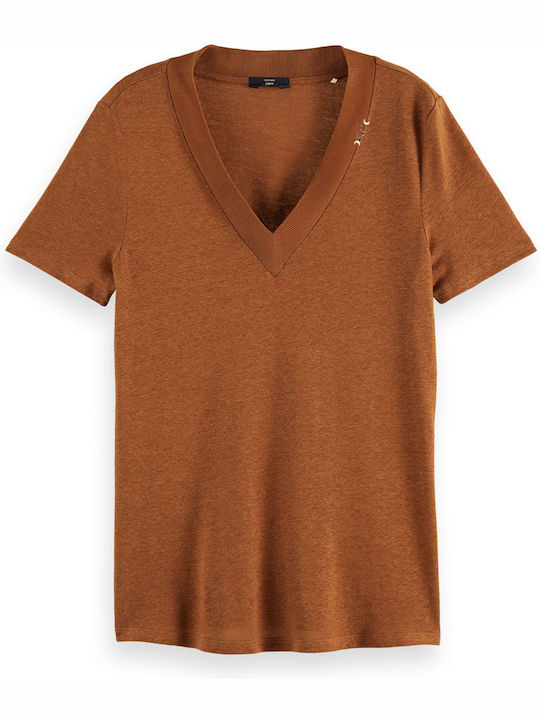 Scotch & Soda Linen V-neck T-shirt Ταμπα