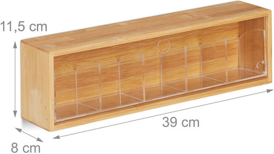 Relaxdays Tea Box with Lid Wooden 11.5x8x39cm