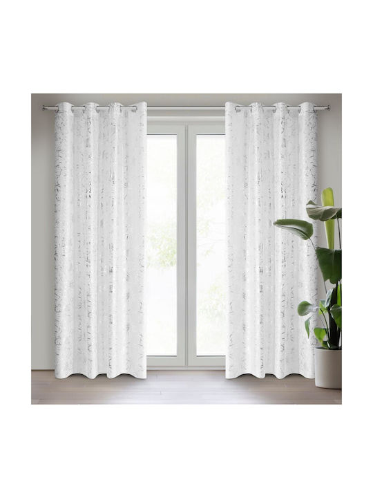 Eurofirany Κουρτίνα με Τρουκς Feza Λευκή 140x250εκ.