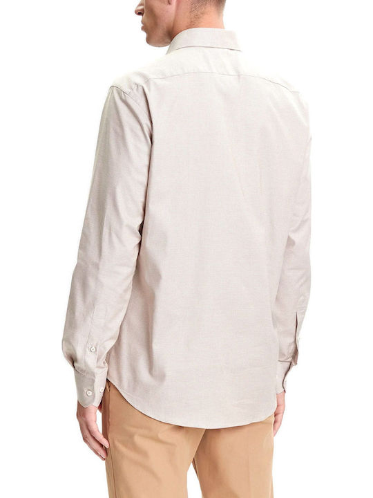 Regular-fit Long-sleeved Cotton Shirt Beige