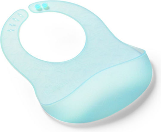 Babyono Αδιάβροχη Σαλιάρα Σιλικόνης με Τσέπη Turquoise για 6 m+