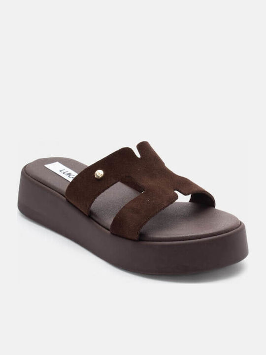 Sandale Casual Damă de Piele Flatforme Maro