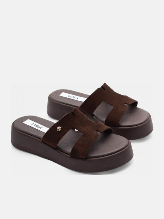 Sandale Casual Damă de Piele Flatforme Maro