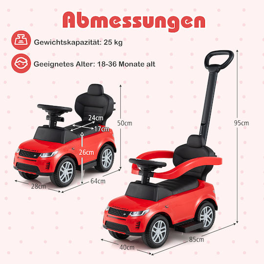 Costway Car Ride On with Parental Handle for 18+ Months Red