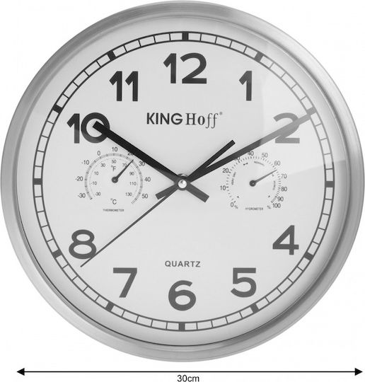 KING Hoff Ceas De Perete Metalic Argintiu Ø30cm
