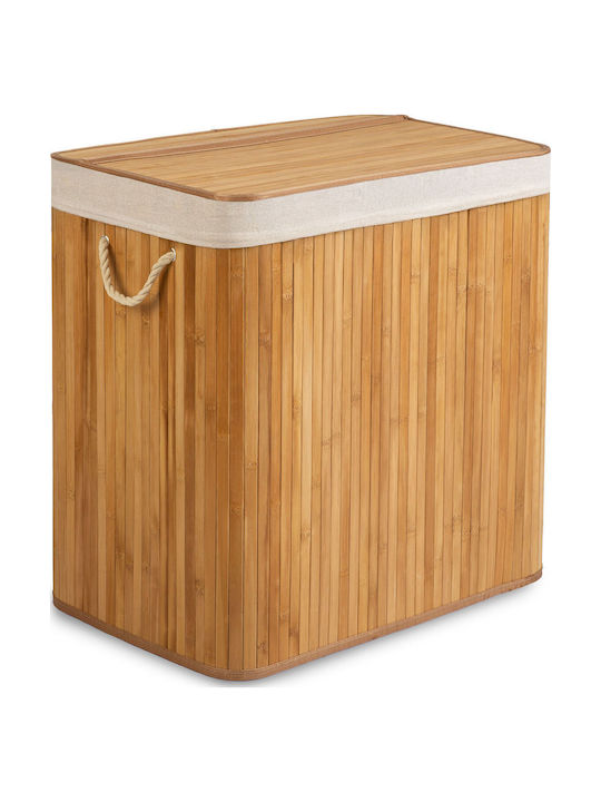 Massido Coș De Rufe Din Bambus 150lt Cu Capac 61x62x42cm Bej