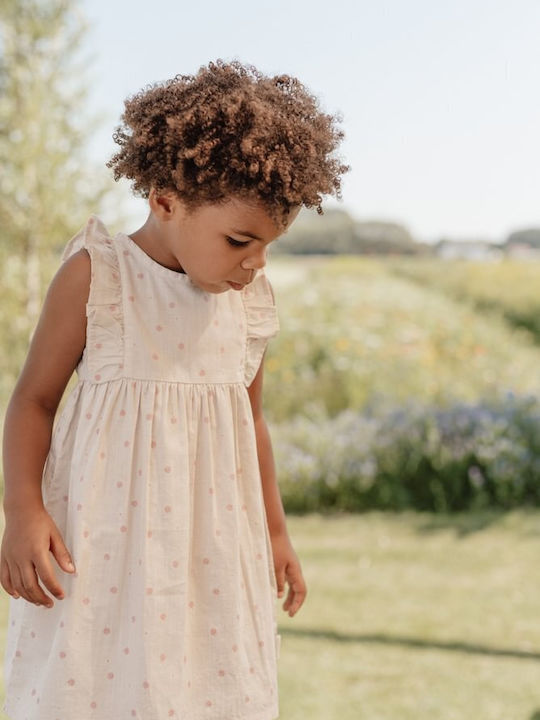 Children's Dress Sleeveless Linen Floral Sand