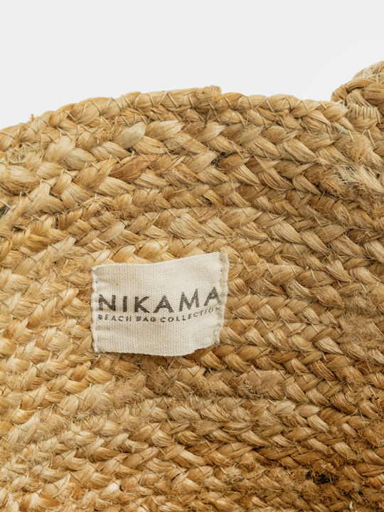 Nikama Ψάθινη Τσάντα Θαλάσσης Ασημί