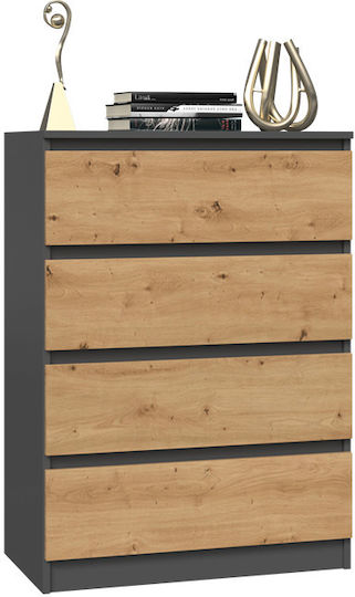 Bedroom Chest of Drawers Wooden M4 with 4 Drawers Anthracite 70x40x97cm