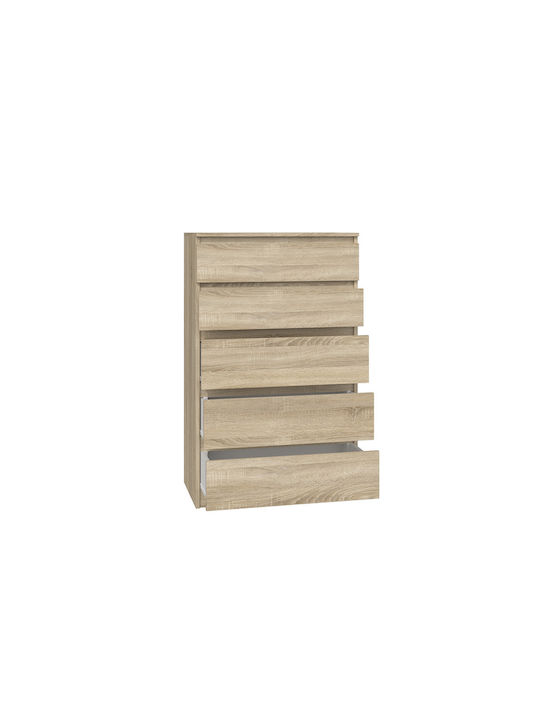 Topeshop Kommode Schlafzimmer Holz mit 5 Schubladen Sonoma 70x40x112cm
