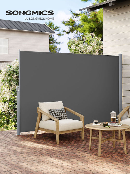 Songmics Πλαϊνό Ρολό Σκίασης Κήπου Γκρι 3.5x1.8m