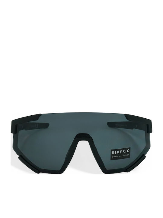 Riverio Unisex Γυαλιά Ηλίου με Μαύρο Κοκκάλινο Σκελετό και Μαύρο Φακό 9090-1